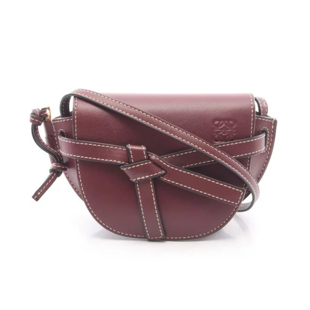Loewe Gate Bag Shoulder Leather Bordeaux Purple